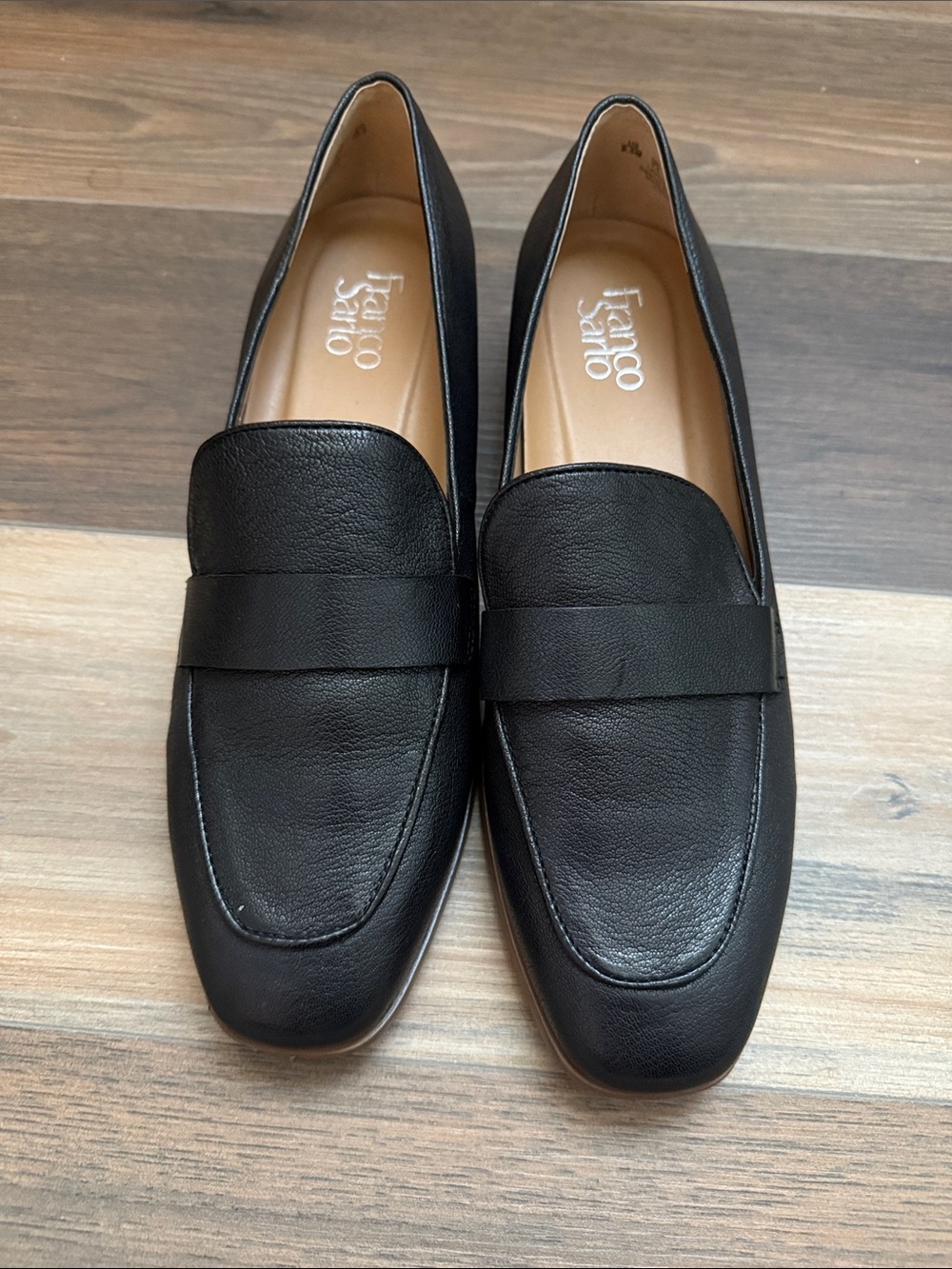 Franco Sarto Black Leather Slip-On Loafers